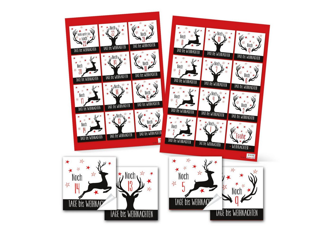 Logbuch-Verlag Aufkleber Adventskalenderzahlen Set - 4 x 24 Aufkleber zum Basteln von DIY Bild 3