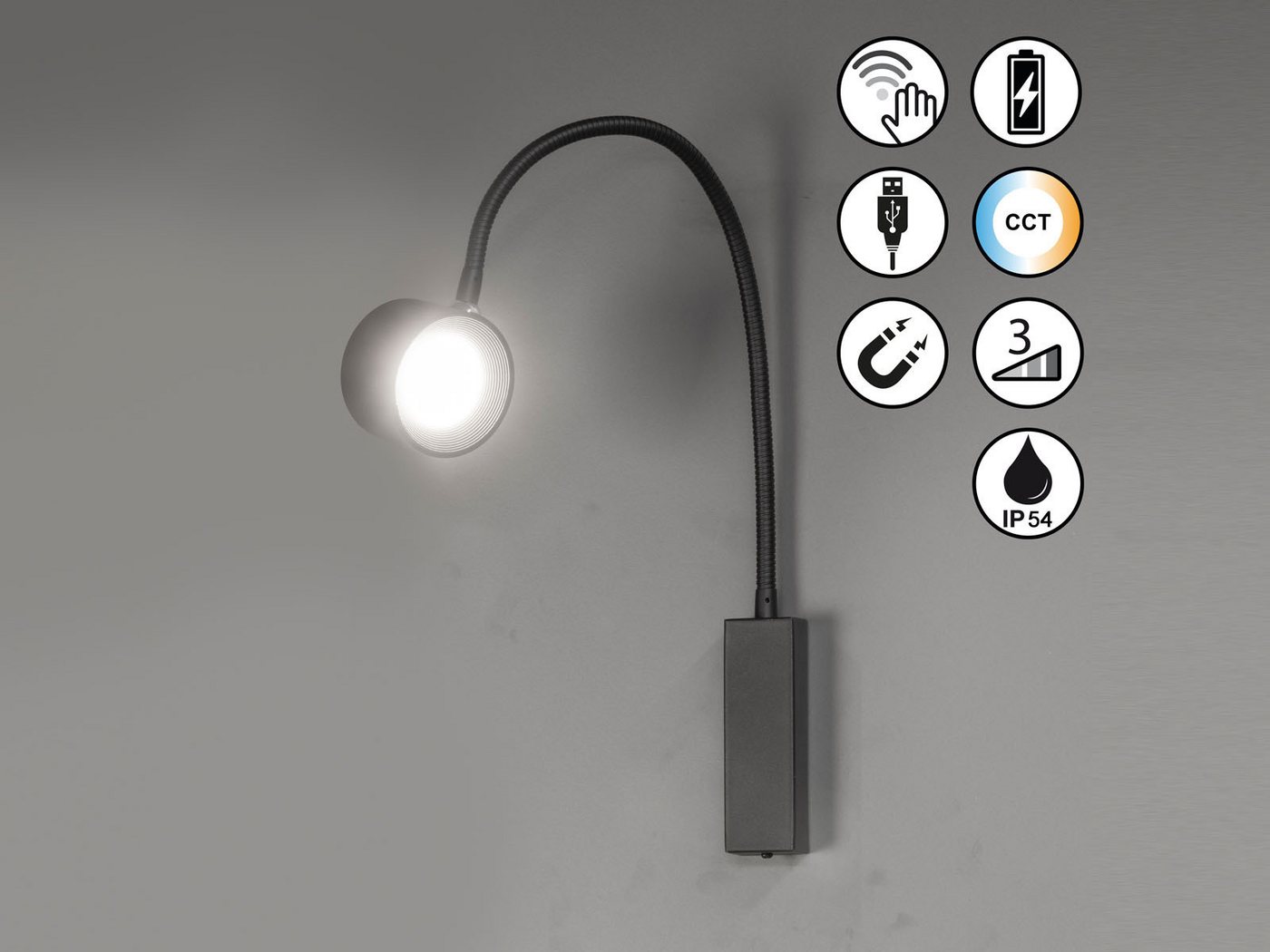easy! BY FHL LED Wandleuchte, Dimmfunktion, LED fest integriert, Warmweiß & Tageslicht, 2er SET Akku Leselampen dimmbar & Tageslicht, Lampen kabellos H: 40cm Bild 5