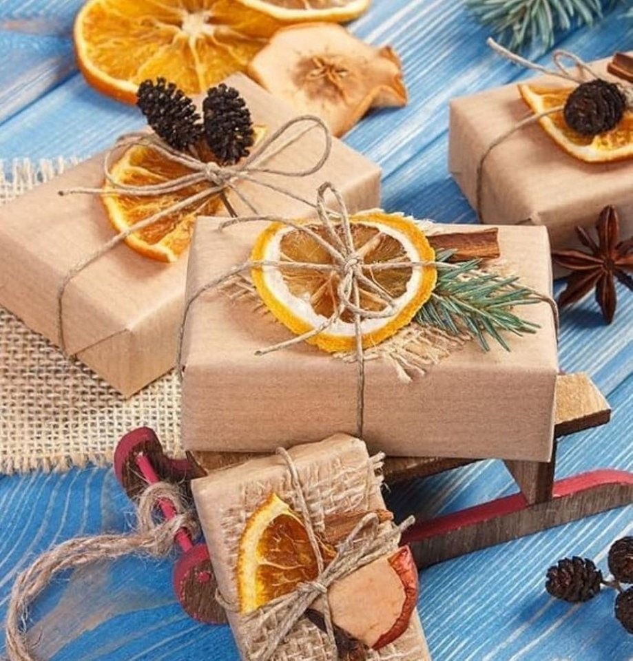 meytrade Bastelnaturmaterial Winter Bastelset Zapfen, Orange, Limette, Apfel, Zimtstange, Stern, (51-tlg), Kreativset aus Naturmaterialien