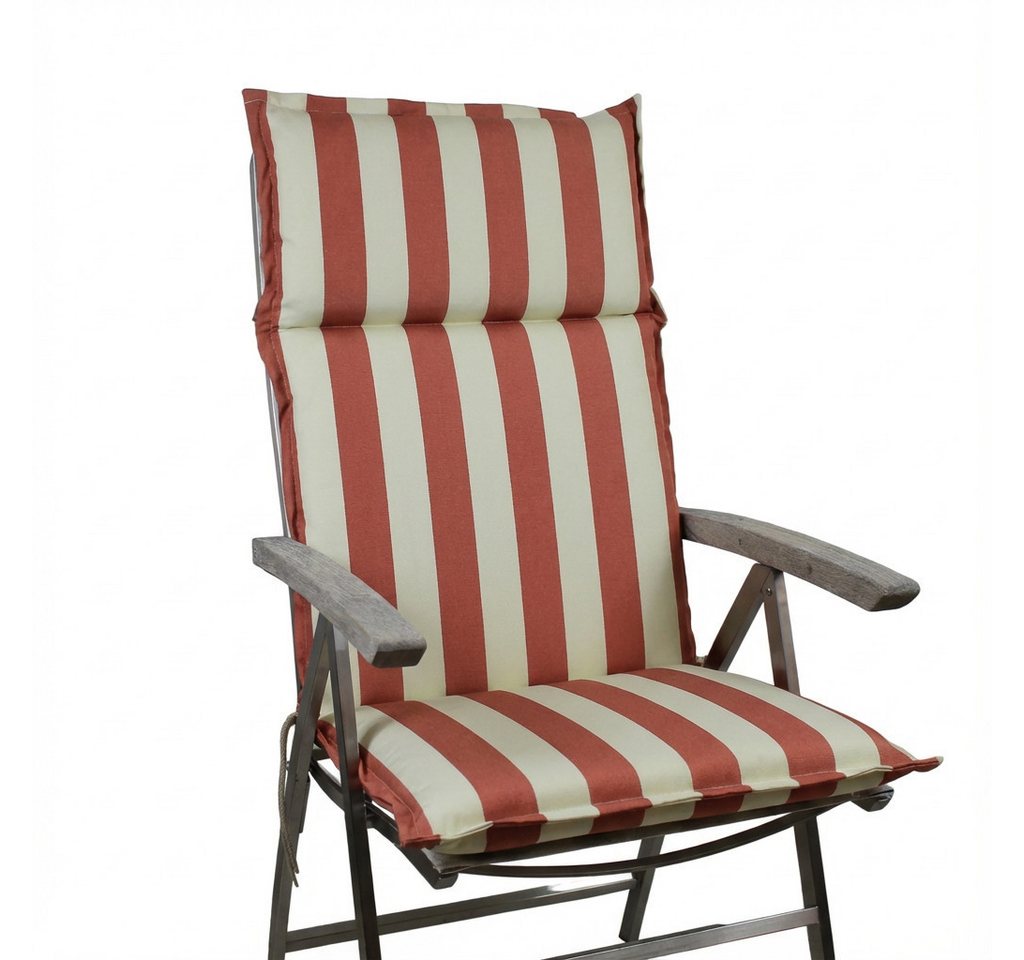 Rübeling Hochlehnerauflage Streifen Terra / Beige, Reißverschluss-Kissen