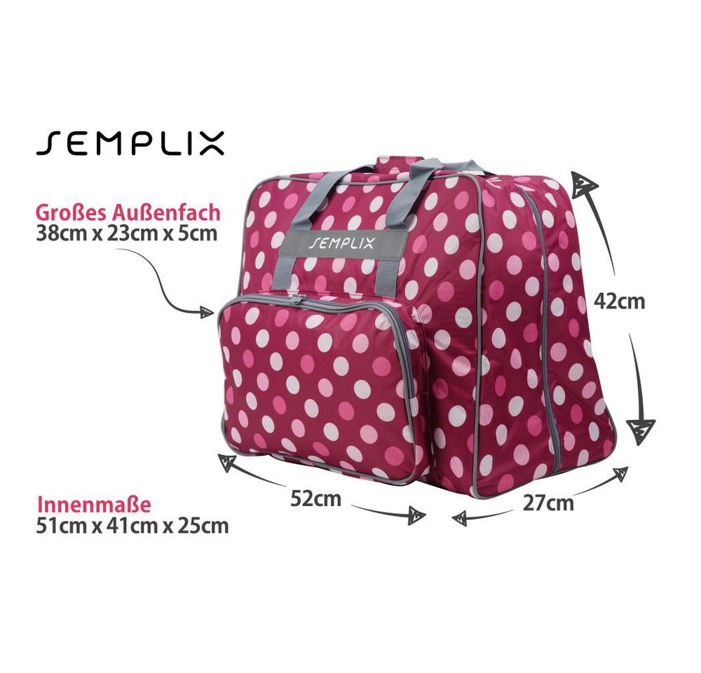 Semplix Nähmaschinentasche - XL Polka Dots beere/rosa Außenmaß: 52 x 42 x 27 cm Bild 2