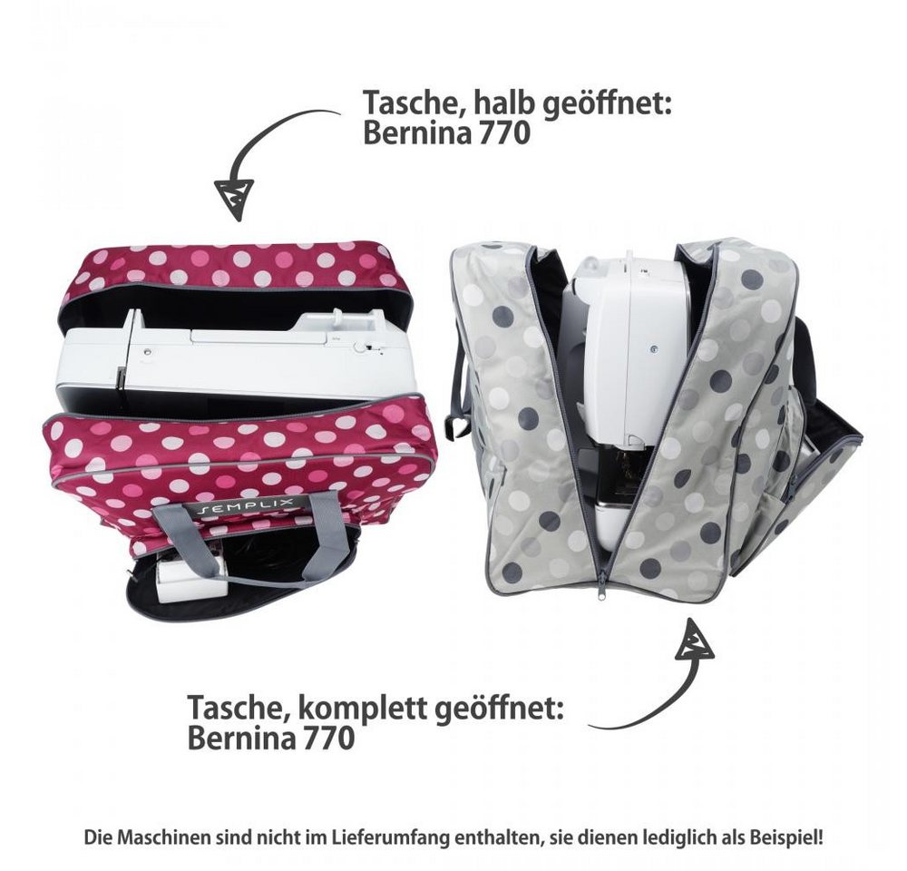 Semplix Nähmaschinentasche - XL Polka Dots beere/rosa Außenmaß: 52 x 42 x 27 cm Bild 3