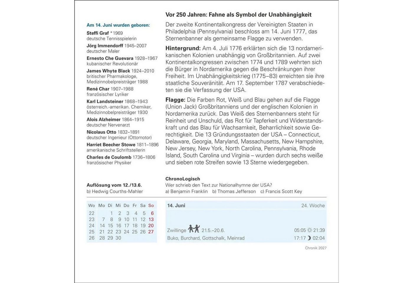 Harenberg Kalender Verlag Abreißkalender Chronik Tagesabreißkalender 2027 - Kulturkalender - Personen,... Bild 4