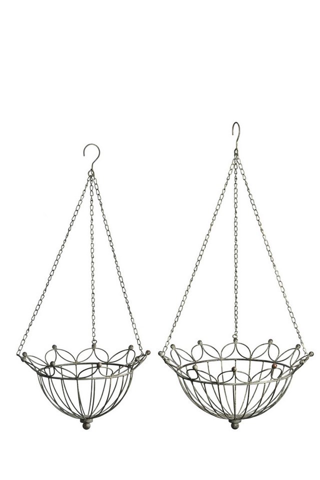 finehomegarden Pflanzschale Set 2-teilig Metall grau/braun Dekorativer Pflanzkorb mit Aufhängung (2 St., 2er Set), Ø37cm & Ø30cm Metallkorb für Blumen, Kräuter und Deko Pflanzampel Bild 2