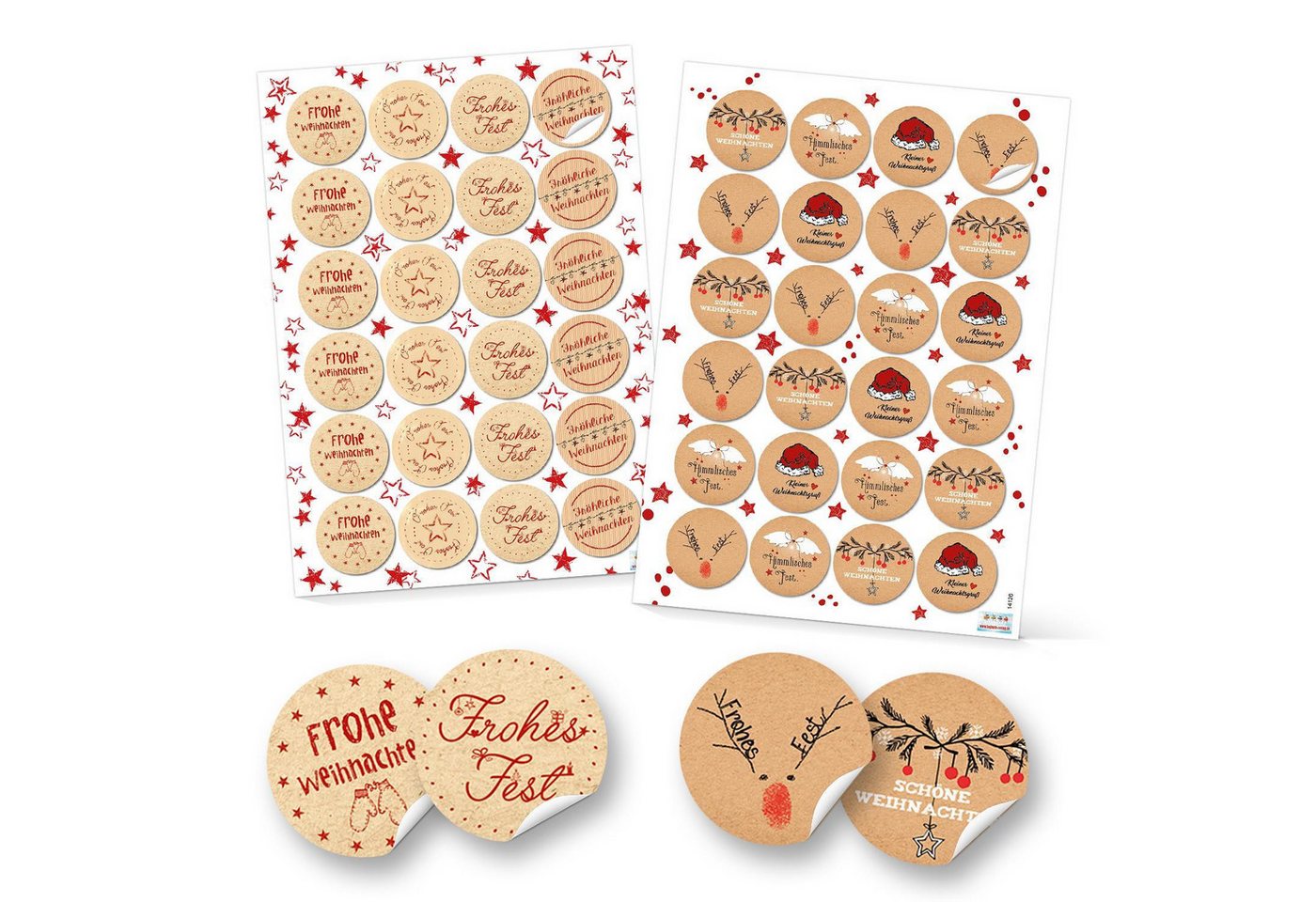 Logbuch-Verlag Aufkleber SET 48 Stück weihnachtliche Geschenkaufkleber Weihnachtsaufkleber mit