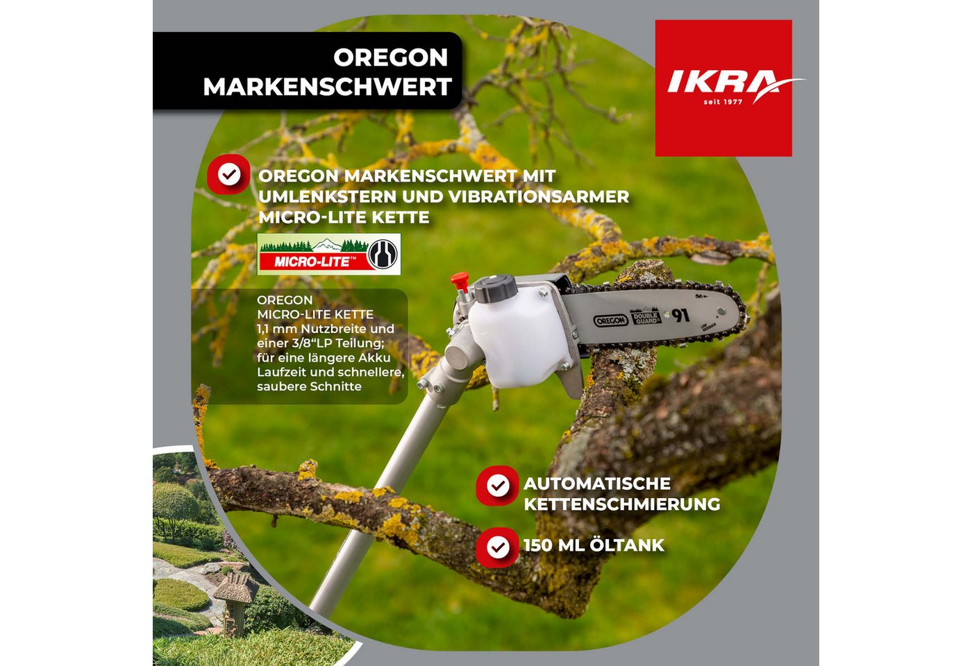 ikra GmbH Garten-Multifunktionsgerät IB-MT 36, inkl. 36V Akku (4 Ah) & Ladegerät, kompatibel mit BOSCH 36V Bild 2