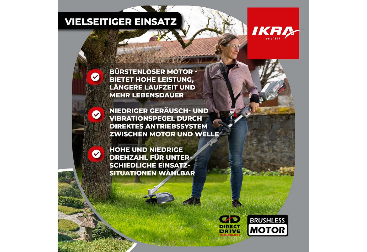 ikra GmbH Garten-Multifunktionsgerät IB-MT 36, inkl. 36V Akku (4 Ah) & Ladegerät, kompatibel mit BOSCH 36V Bild 4