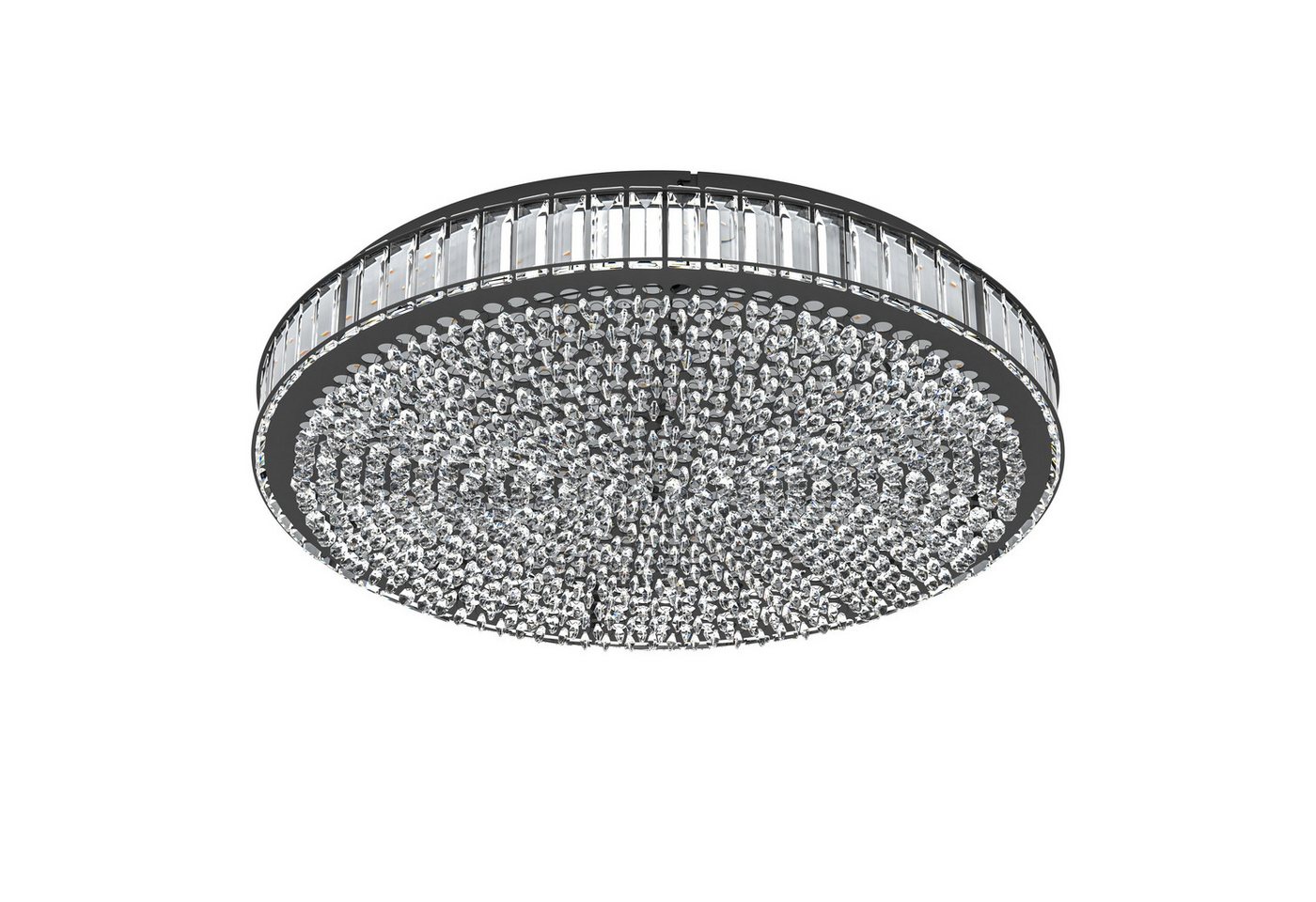 EGLO LED Deckenleuchte Balparda, Leuchtmittel inklusive, Deckenleuchte Kristall Deckenlampe aus schwarzem Metall und Glas Ø60cm