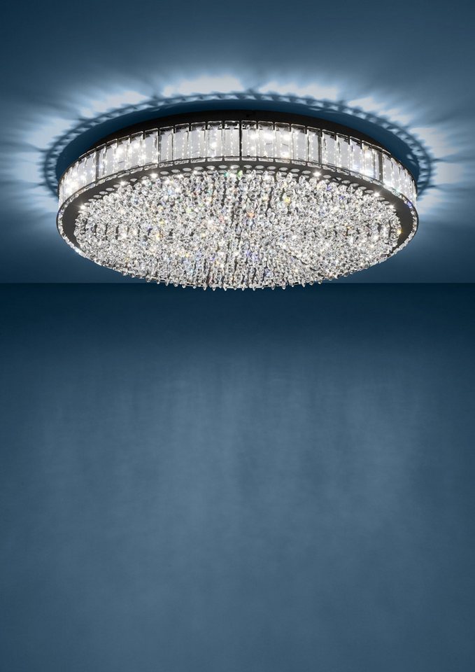 EGLO LED Deckenleuchte Balparda, Leuchtmittel inklusive, Deckenleuchte Kristall Deckenlampe aus schwarzem Metall und Glas Ø60cm Bild 4