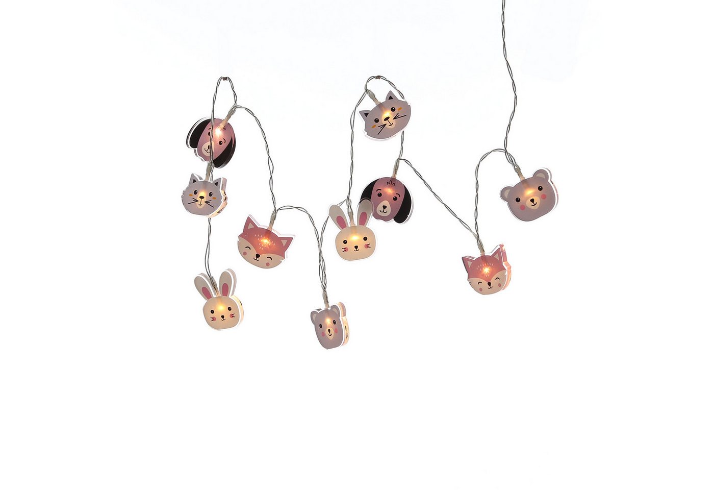 MARELIDA LED-Lichterkette 10 leuchtende Tiere für Kinderzimmer Hund Katze Hase Fuchs 0,9m Timer, 10-flammig Bild 4