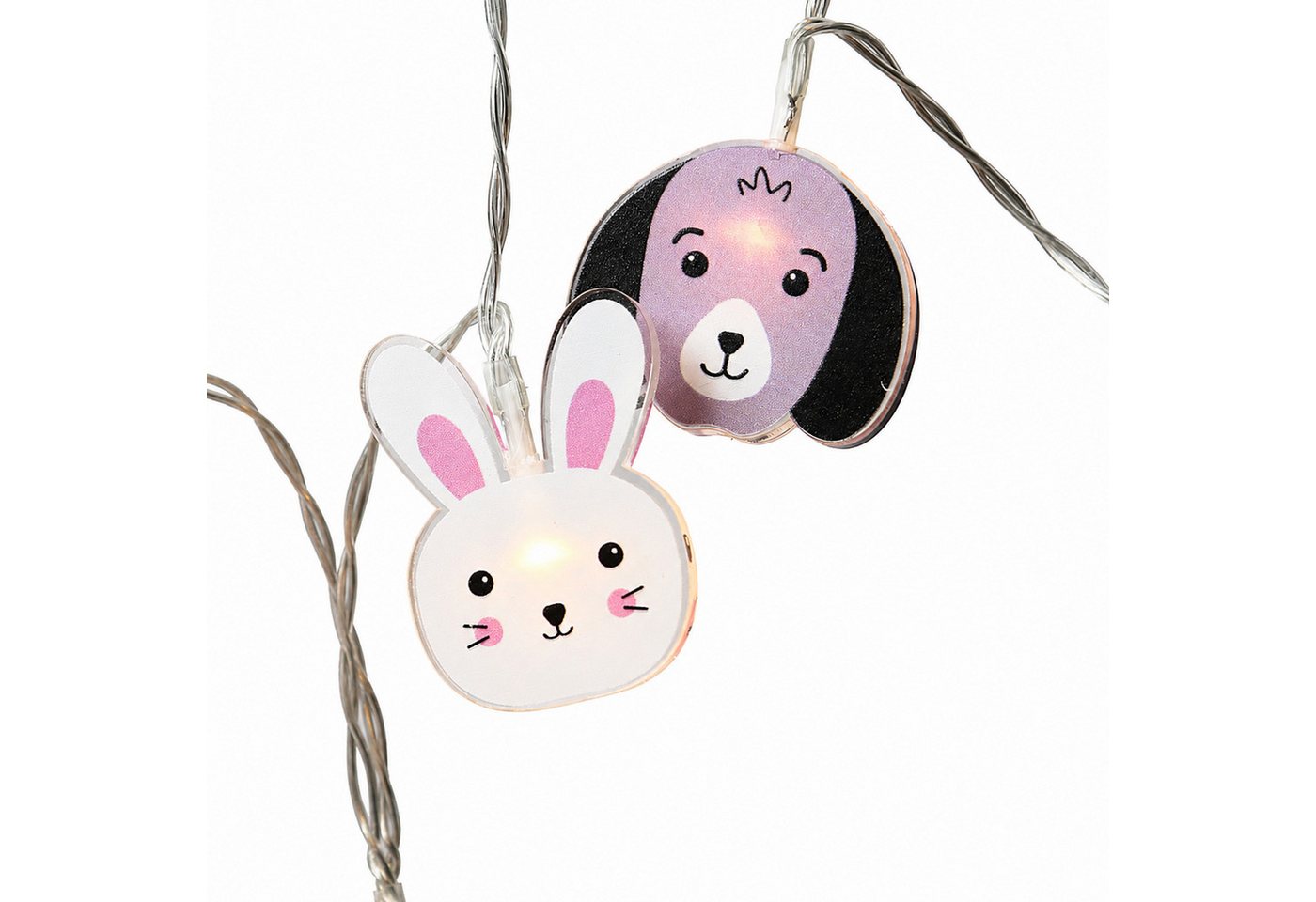 MARELIDA LED-Lichterkette 10 leuchtende Tiere für Kinderzimmer Hund Katze Hase Fuchs 0,9m Timer, 10-flammig Bild 5