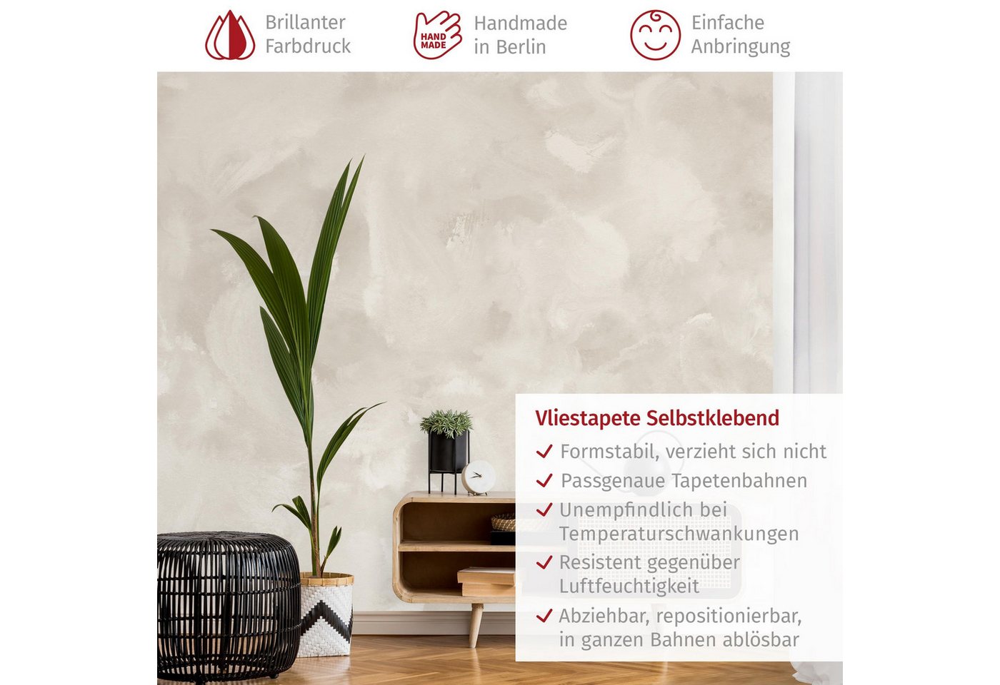 Bilderdepot24 Fototapete Vliestapete Beige originell, Glatt, Matt, (Vliestapete inkl. Kleister oder selbstklebend), Aquarell geruchsfrei Bildtapete Wohnzimmer Schlafzimmer Bild 2