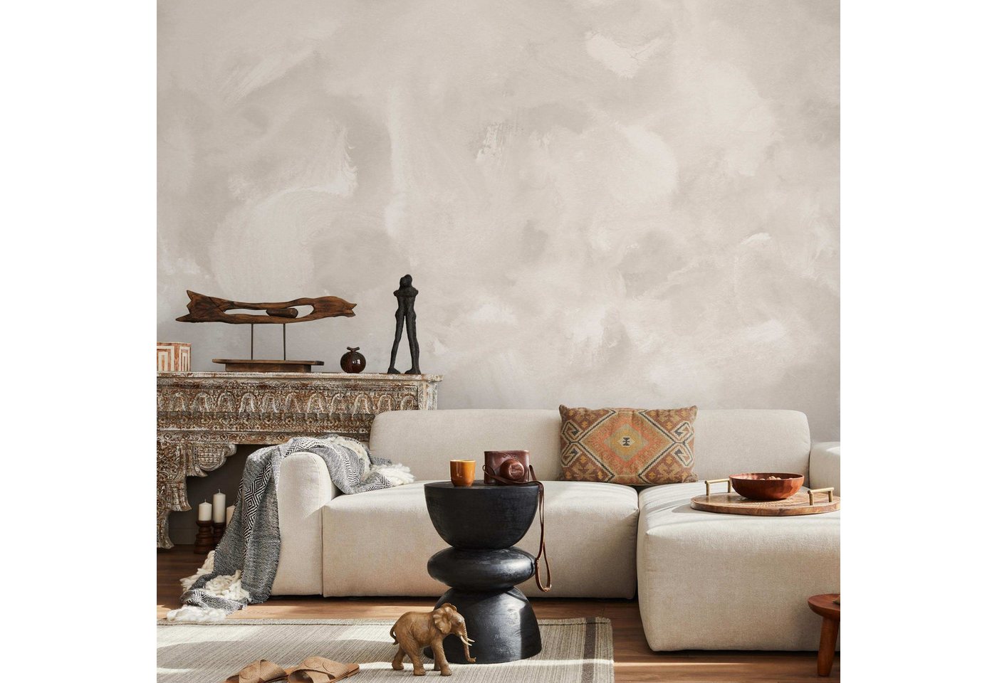 Bilderdepot24 Fototapete Vliestapete Beige originell, Glatt, Matt, (Vliestapete inkl. Kleister oder selbstklebend), Aquarell geruchsfrei Bildtapete Wohnzimmer Schlafzimmer Bild 3