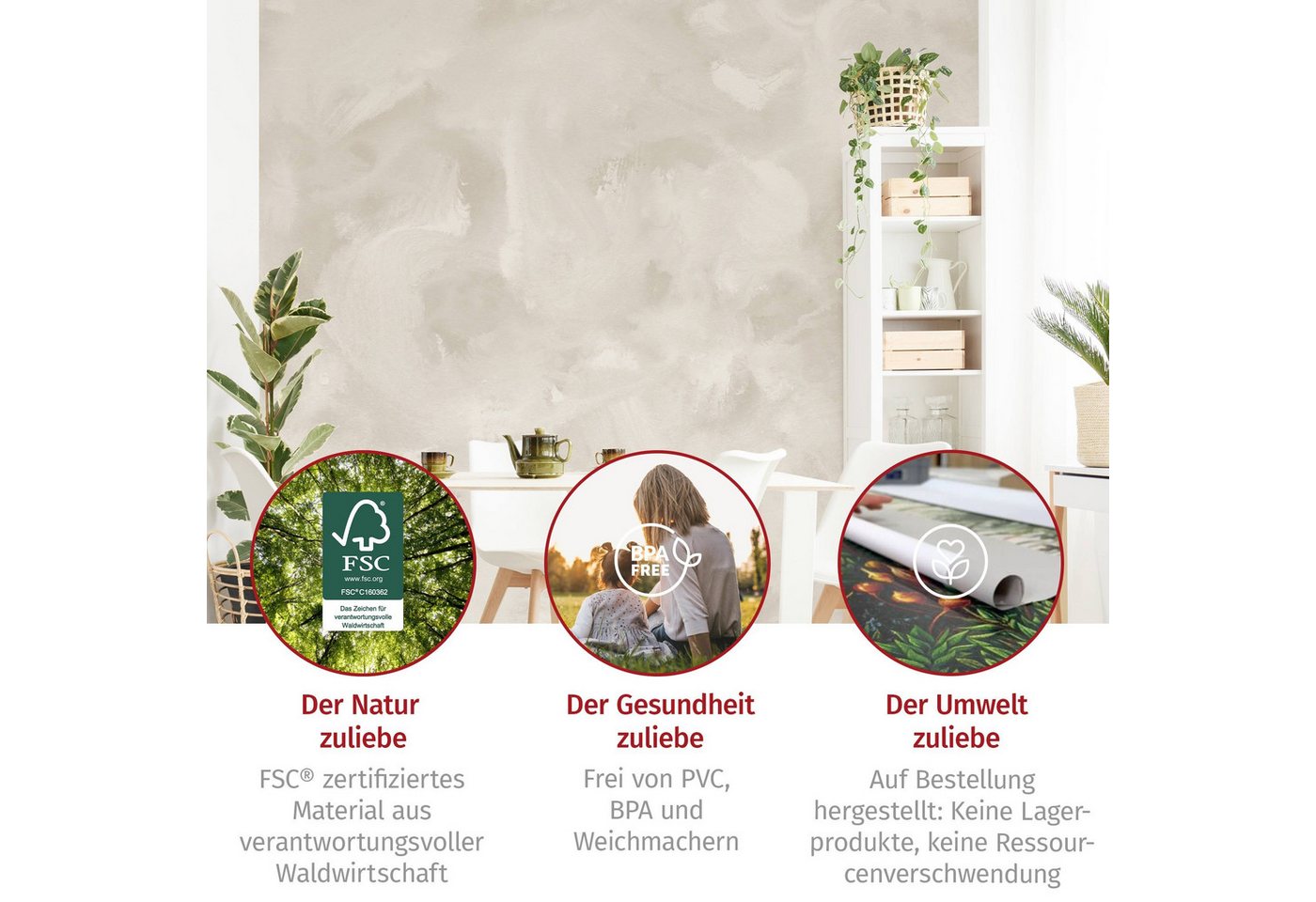 Bilderdepot24 Fototapete Vliestapete Beige originell, Glatt, Matt, (Vliestapete inkl. Kleister oder selbstklebend), Aquarell geruchsfrei Bildtapete Wohnzimmer Schlafzimmer Bild 4