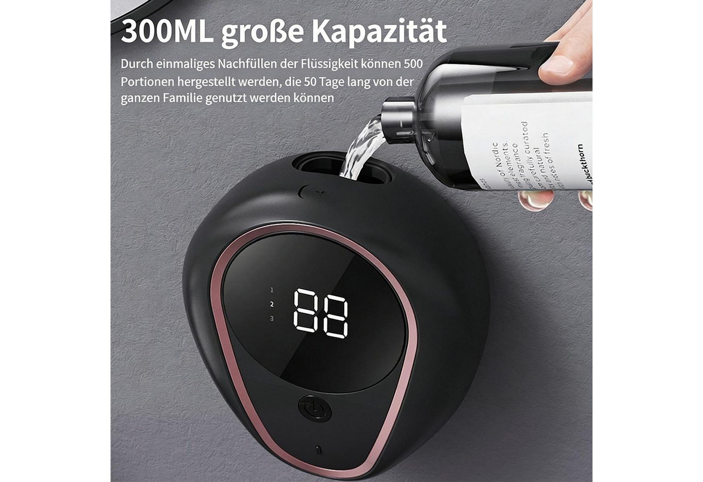 FELIXLEO Seifenspender Automatischer Seifenspender Hände frei Sensor 300ml Flüssigseife Bild 2