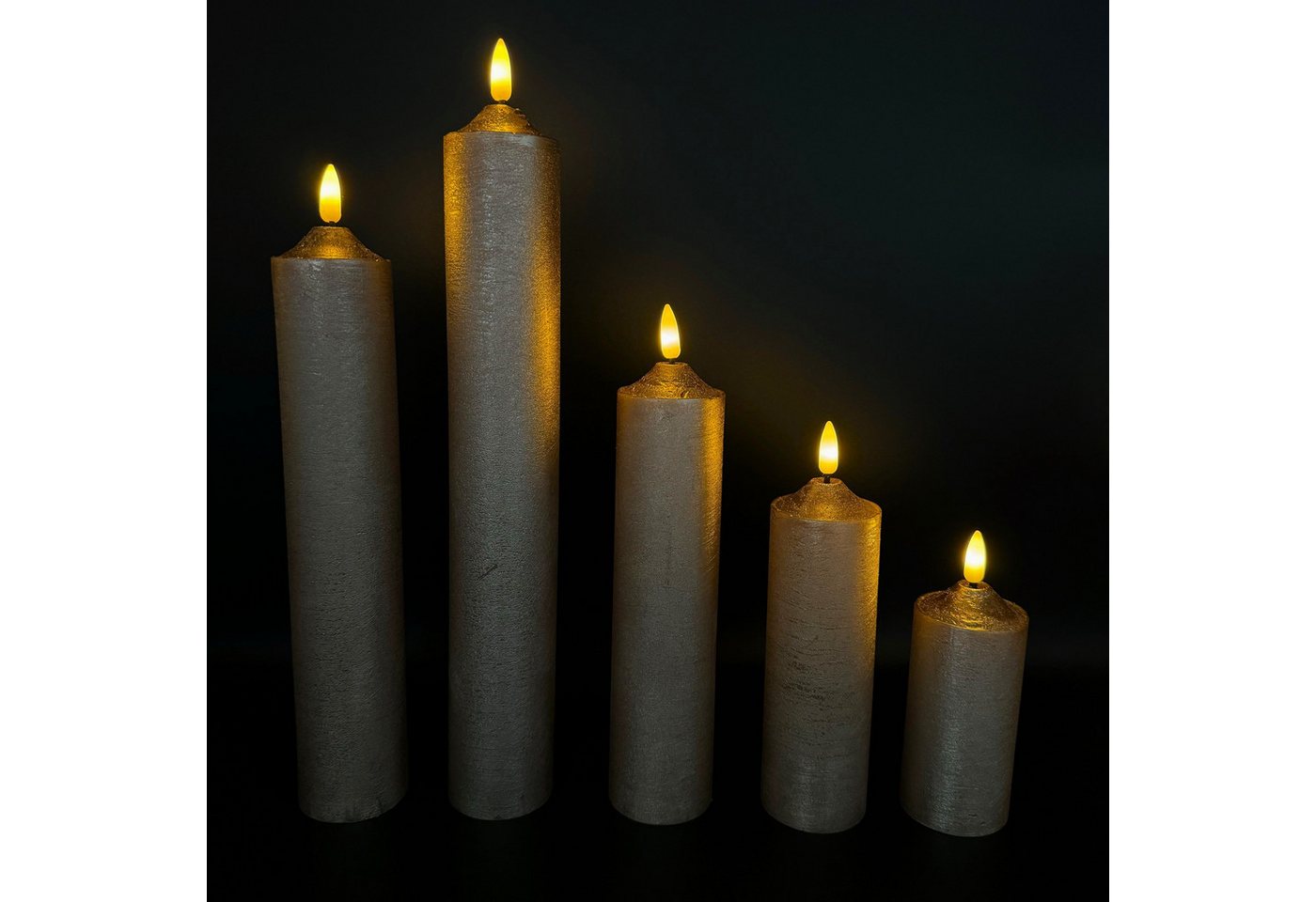 Online-Fuchs LED-Kerze 5 LED Kerzen XL aus Echtwachs mit realistischer Flamme, realistische Kerzenflamme, warmweiße LEDs, NUR MIT 6 STUNDEN TIMER NUTZBAR Bild 3