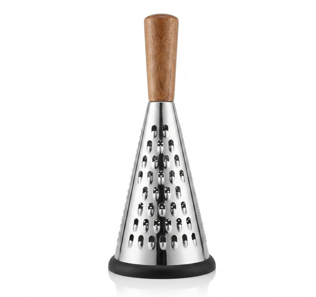 Sendez Küchenreibe mit Holzgriff 3-in-1 Käsereibe konisch 28cm mit Anti-Rutsch-Silikonfuß, Edelstahl