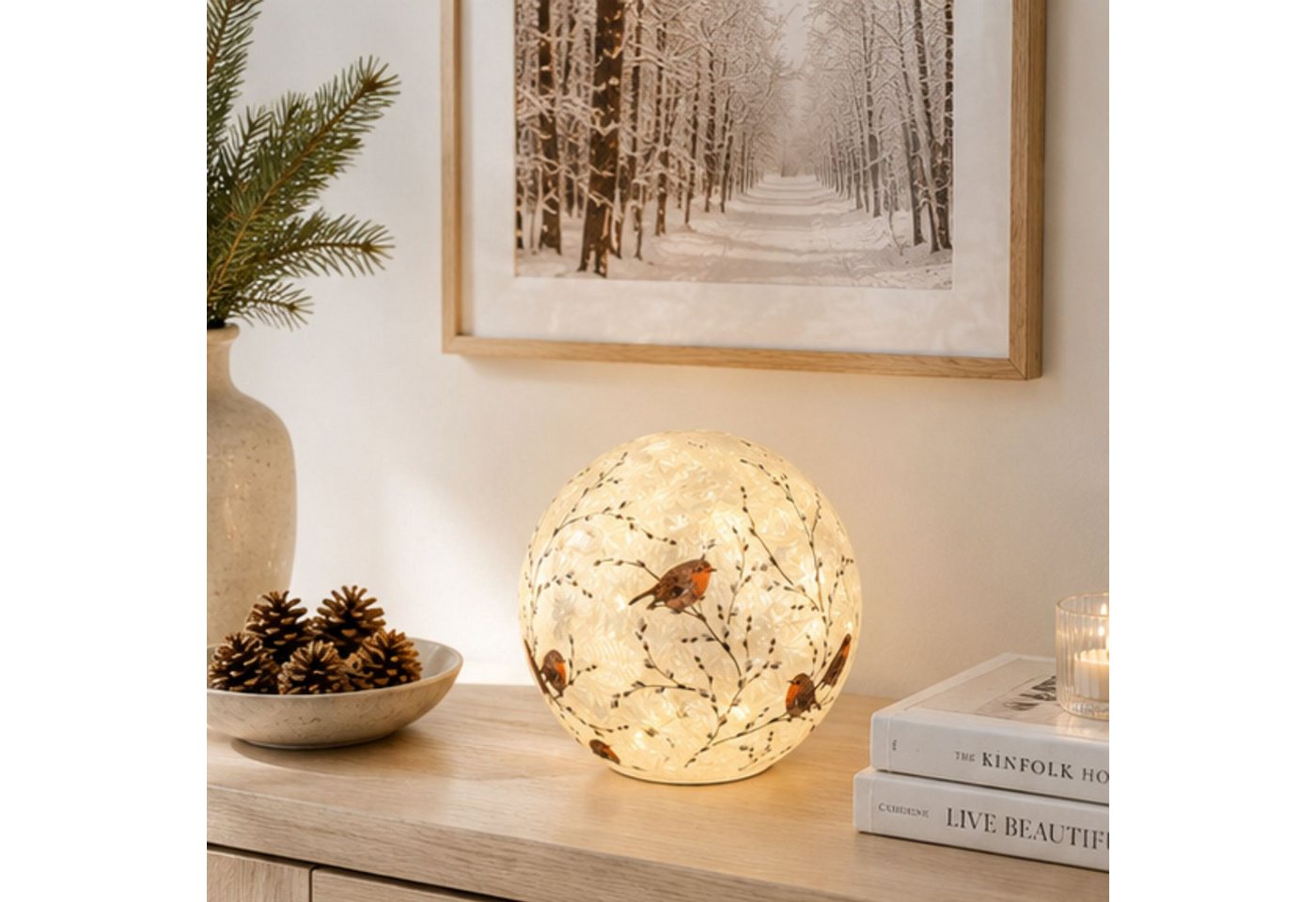 formano LED Kugelleuchte Rotkehlchen, LED, Mit Timerfunktion, Weiß, Rotkehlchen, H: cm Bild 2