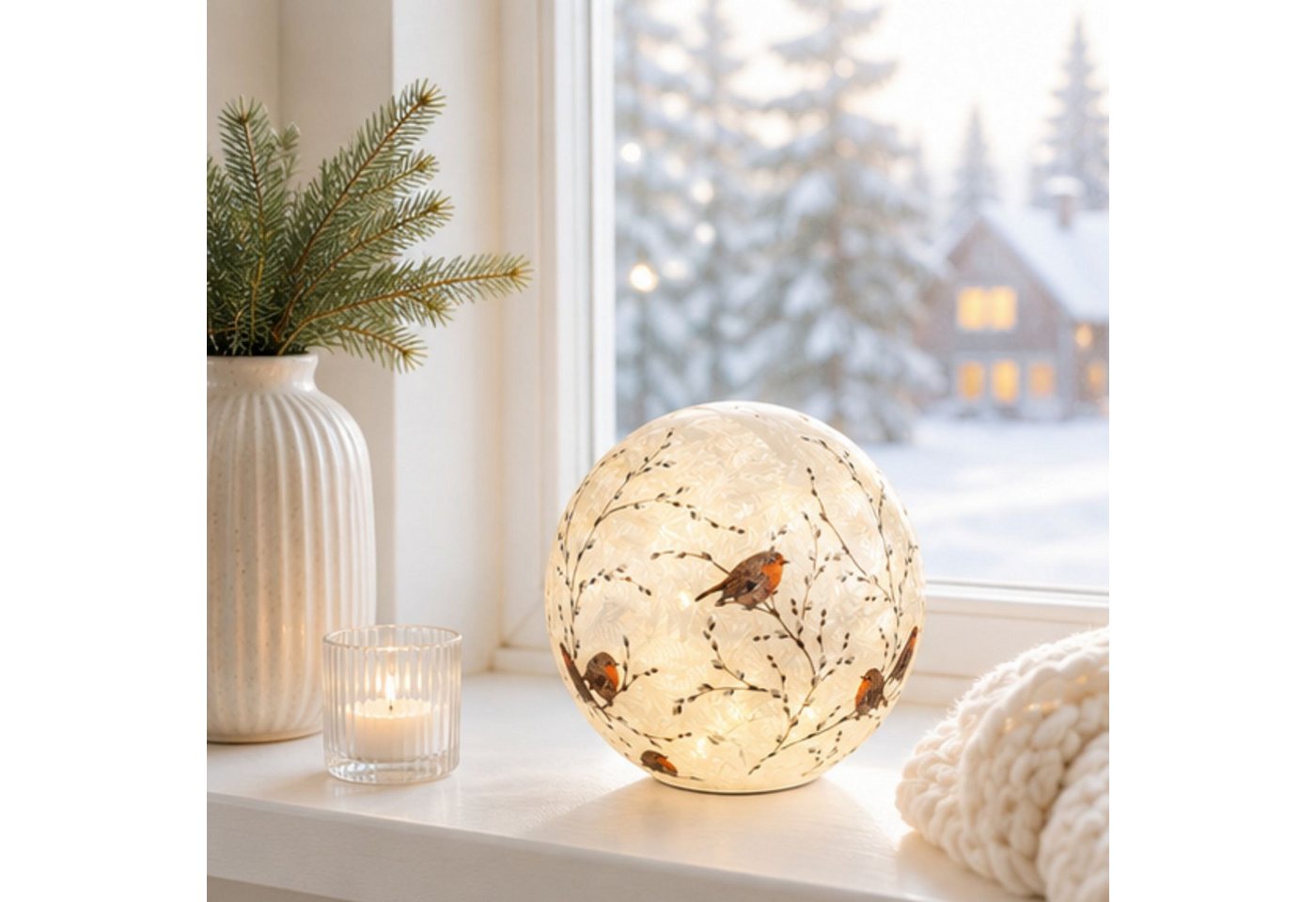 formano LED Kugelleuchte Rotkehlchen, LED, Mit Timerfunktion, Weiß, Rotkehlchen, H: cm Bild 4