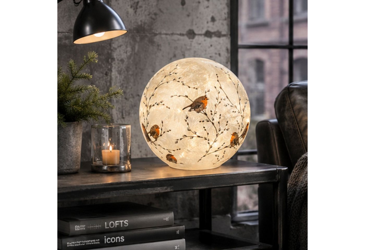 formano LED Kugelleuchte Rotkehlchen, LED, Mit Timerfunktion, Weiß, Rotkehlchen, H: cm Bild 5