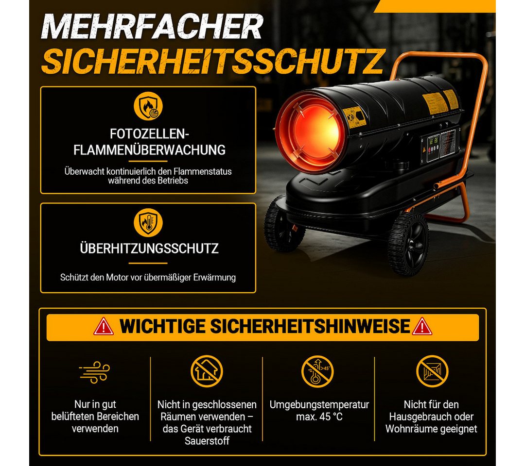 Clanmacy Heizgerät Diesel Heizkanone 20kW Bauheizer Heizgebläse Werkstattheizung Bild 2