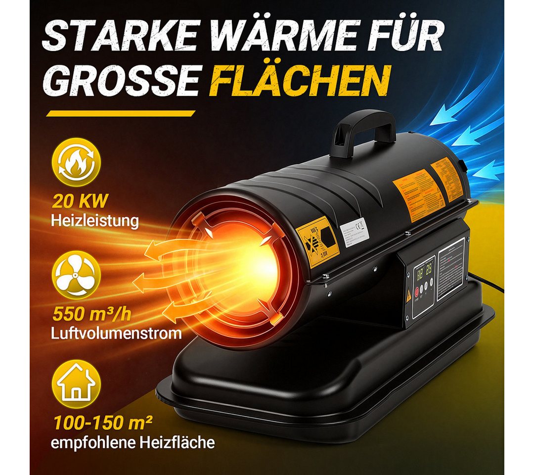 Clanmacy Heizgerät Diesel Heizkanone 20kW Bauheizer Heizgebläse Werkstattheizung Bild 5