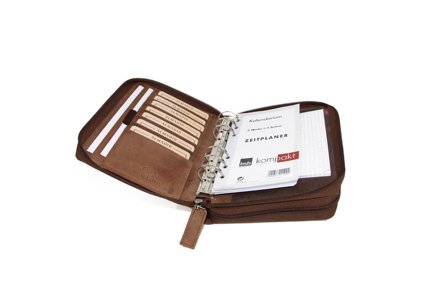 ALMADIH Konferenzmappe Ledermappe A6 Kombimappe Leder Organizer 2026 2027 braun, schwarz