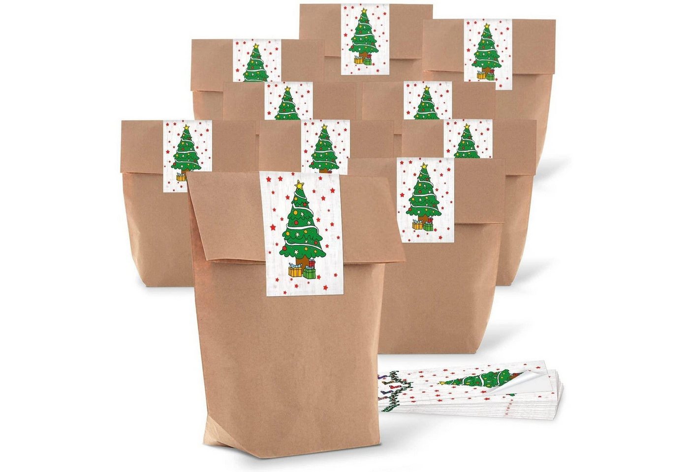 Logbuch-Verlag Aufkleber Kraftpapiertüten mit Boden 14 x 22 x 5,6 cm mit