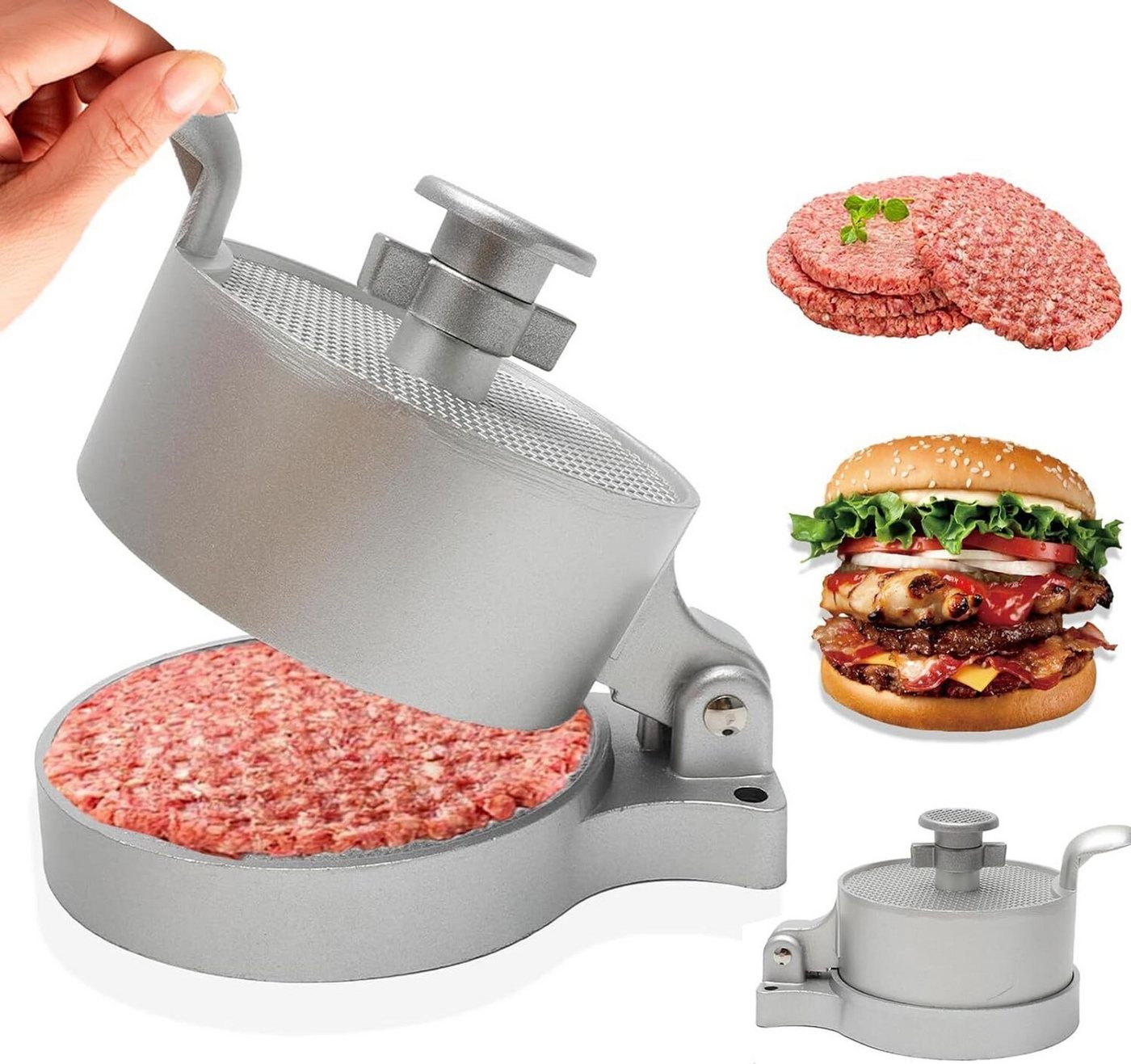 FELIXLEO Burgerpresse Hochwertige Burgerpresse aus Aluguss für perfekte Fleisch Patties (1 St) Bild 4