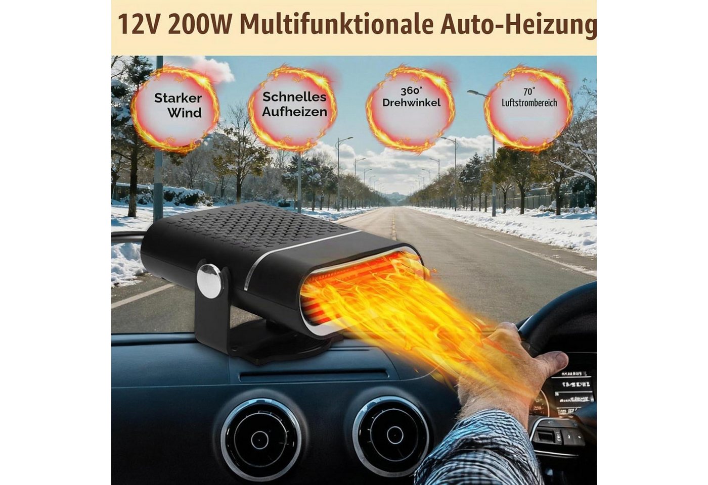 FELIXLEO Heizlüfter 200W 12v Auto Heizeing: Autoheizeing 12 Volt Tragbar