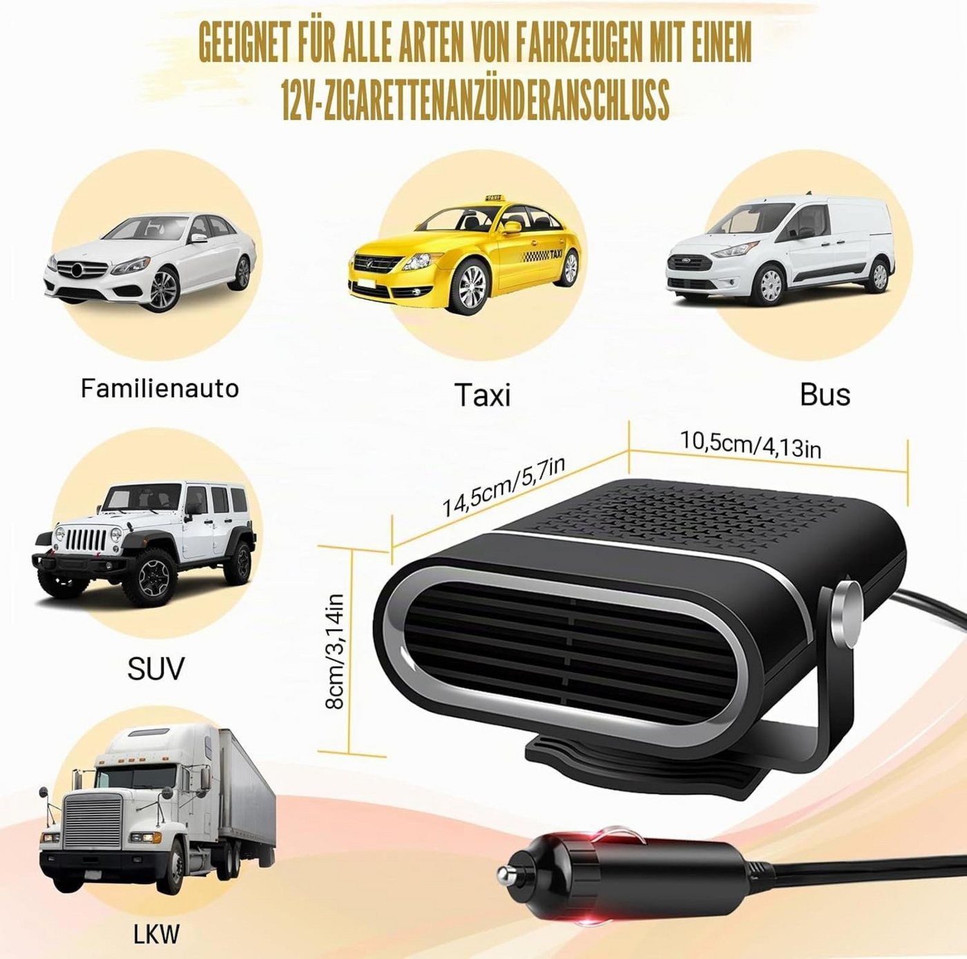FELIXLEO Heizlüfter 200W 12v Auto Heizeing: Autoheizeing 12 Volt Tragbar Bild 2