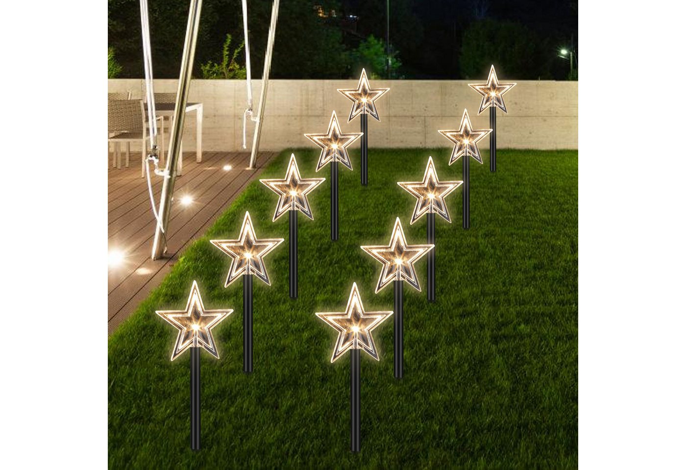 Clanmacy LED Gartenleuchte LED Gartenleuchte Spiessleuchte mit 5 Sternen,Weihnachtsdeko aussen Bild 4