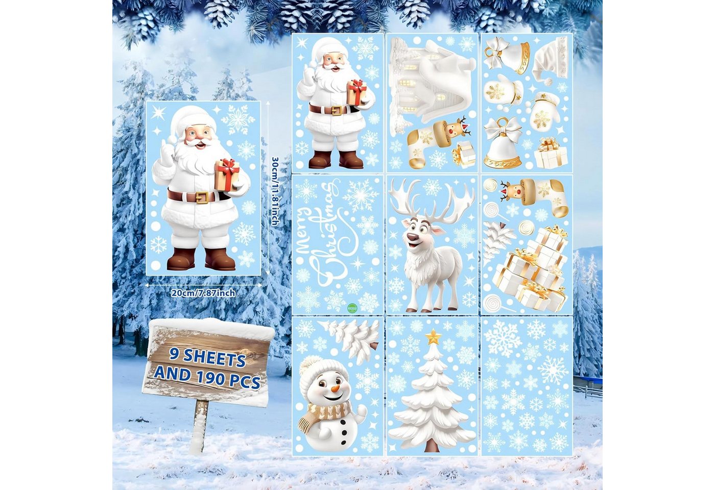FELIXLEO Fenstersticker Weihnachts-Fensteraufkleber, 190 Weihnachts-Fensteraufkleber Bild 5