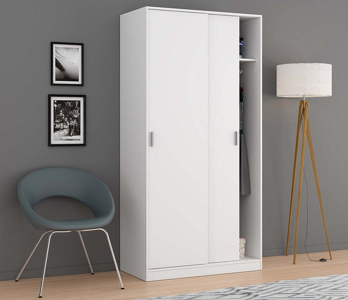 FORES HABITAT Schwebetürenschrank in Weiß - 100x200x50 (BxHxT)
