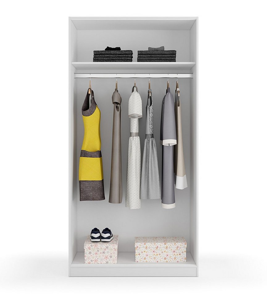 FORES HABITAT Schwebetürenschrank in Weiß - 100x200x50 (BxHxT) Bild 3