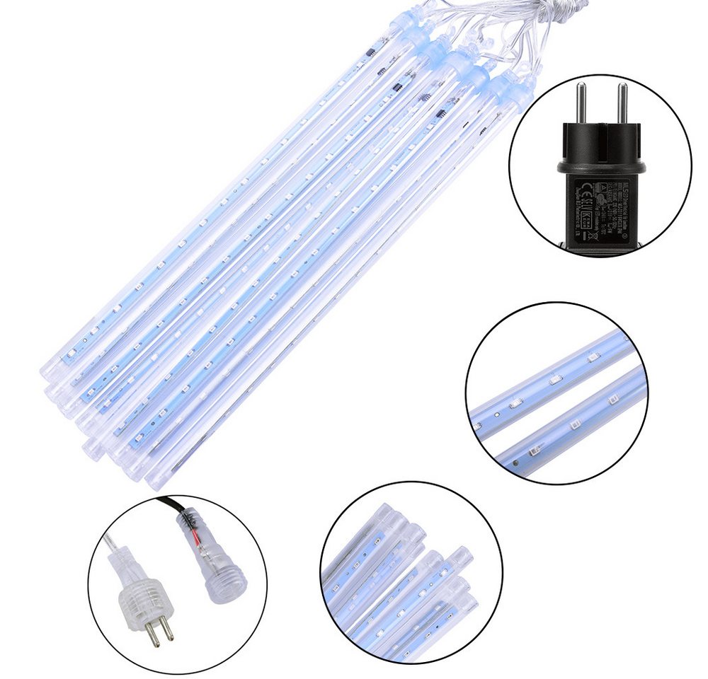 LMaxhome Lichterkette LED Weihnachtsdeko Meteorschauer Röhre Regenlichterkette Wasserdicht, 30/50CM Schlauch Außen Garten Party Weihnachtsbaum Icicle Lichterregen