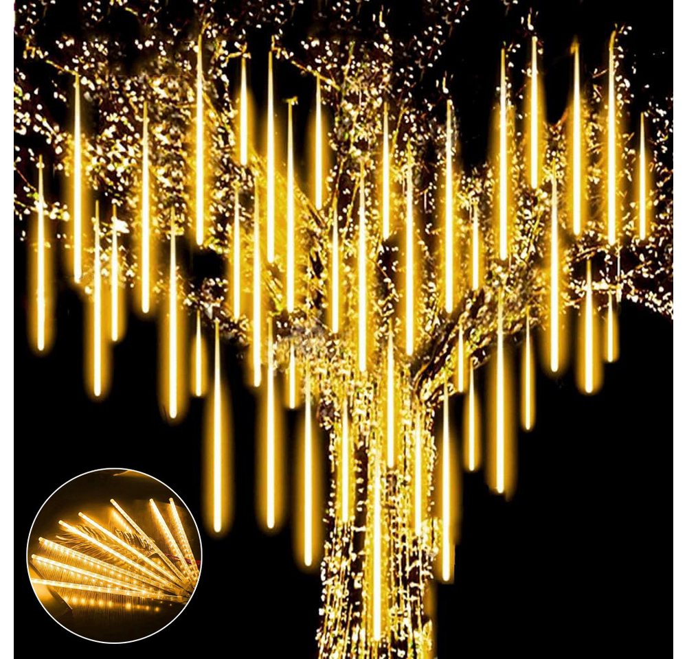 LMaxhome Lichterkette LED Weihnachtsdeko Meteorschauer Röhre Regenlichterkette Wasserdicht, 30/50CM Schlauch Außen Garten Party Weihnachtsbaum Icicle Lichterregen Bild 4