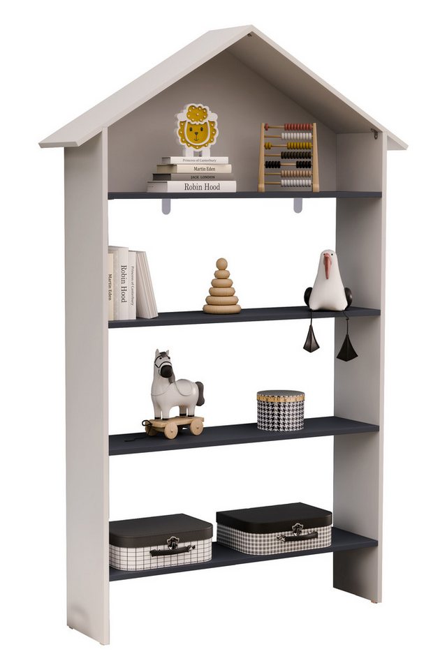 VCM Standregal Italu Bücherregal B. 1030 x T. 23 x H. 160 cm, 4 Fächer für Bücher und Dekoration Bild 3