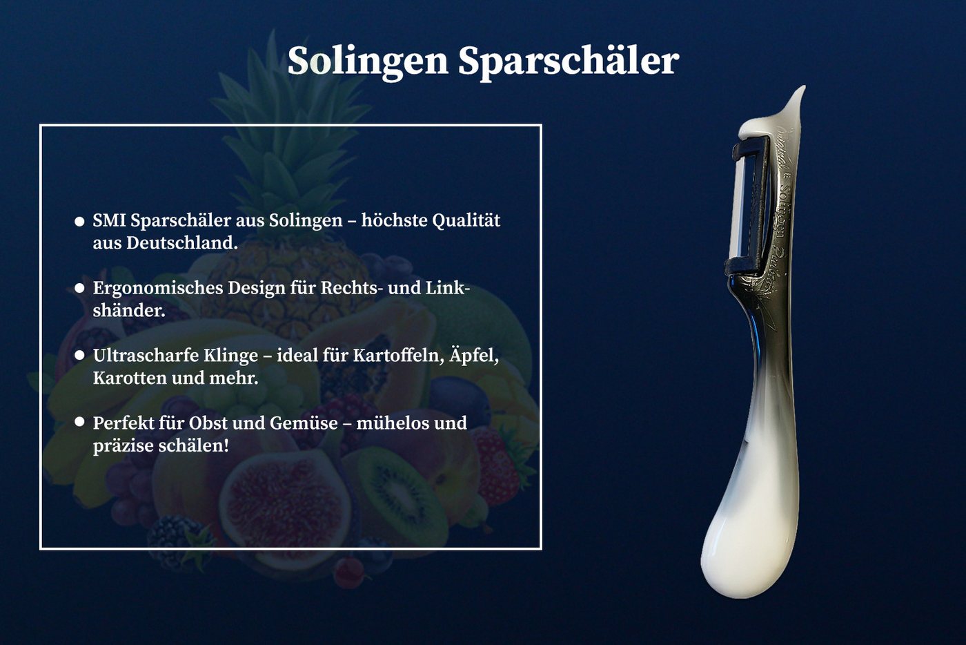 SMI Sparschäler Gemüseschäler Solingen Sparschäler Kartoffelschäler Universalschäler, (2-tlg., 2 tlg), Rechts- und Linkshänder nach klingen wechseln
