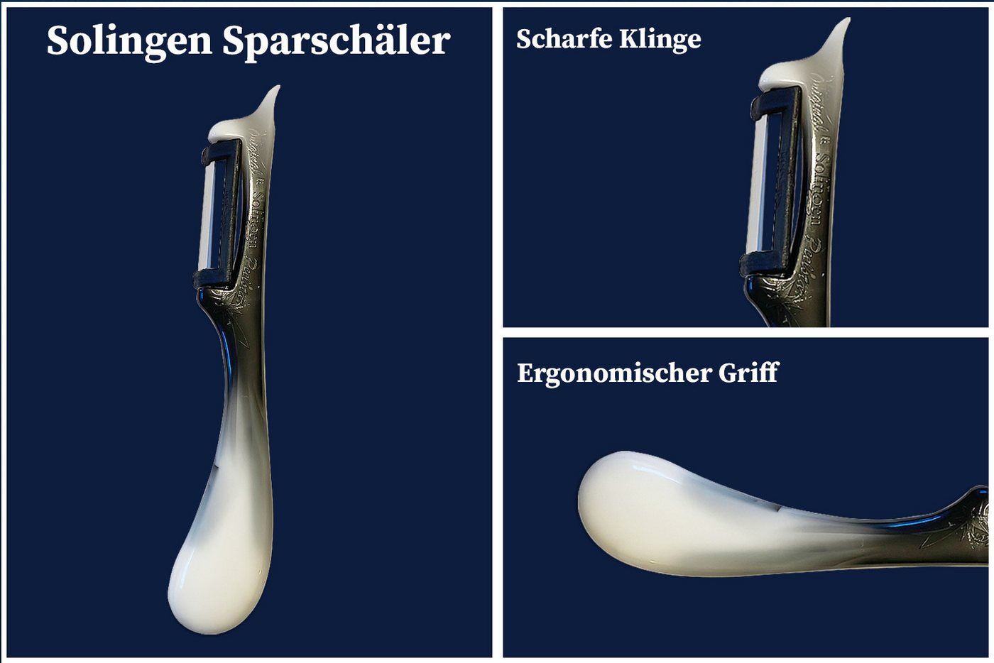 SMI Sparschäler Gemüseschäler Solingen Sparschäler Kartoffelschäler Universalschäler, (2-tlg., 2 tlg), Rechts- und Linkshänder nach klingen wechseln Bild 2