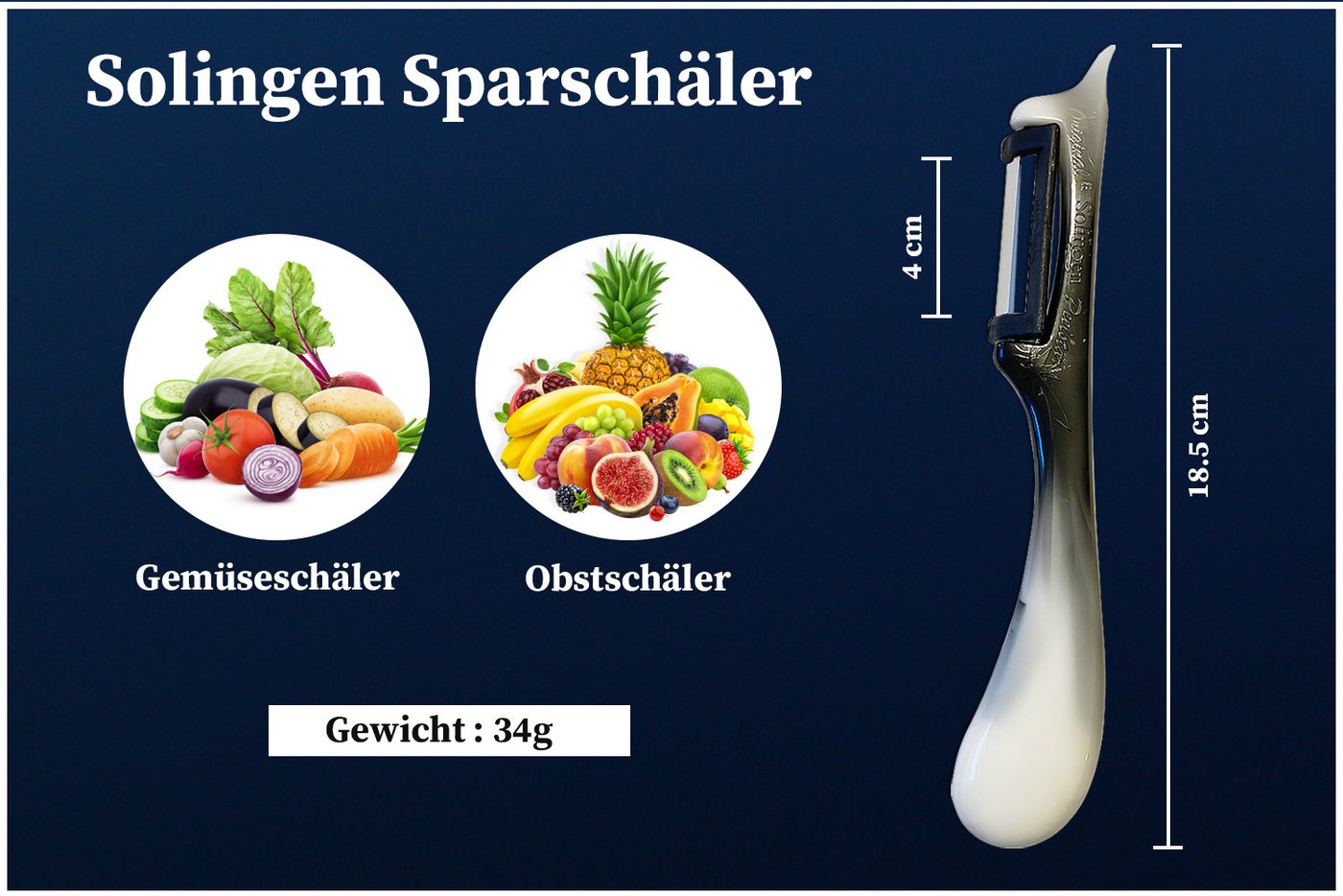 SMI Sparschäler Gemüseschäler Solingen Sparschäler Kartoffelschäler Universalschäler, (2-tlg., 2 tlg), Rechts- und Linkshänder nach klingen wechseln Bild 4
