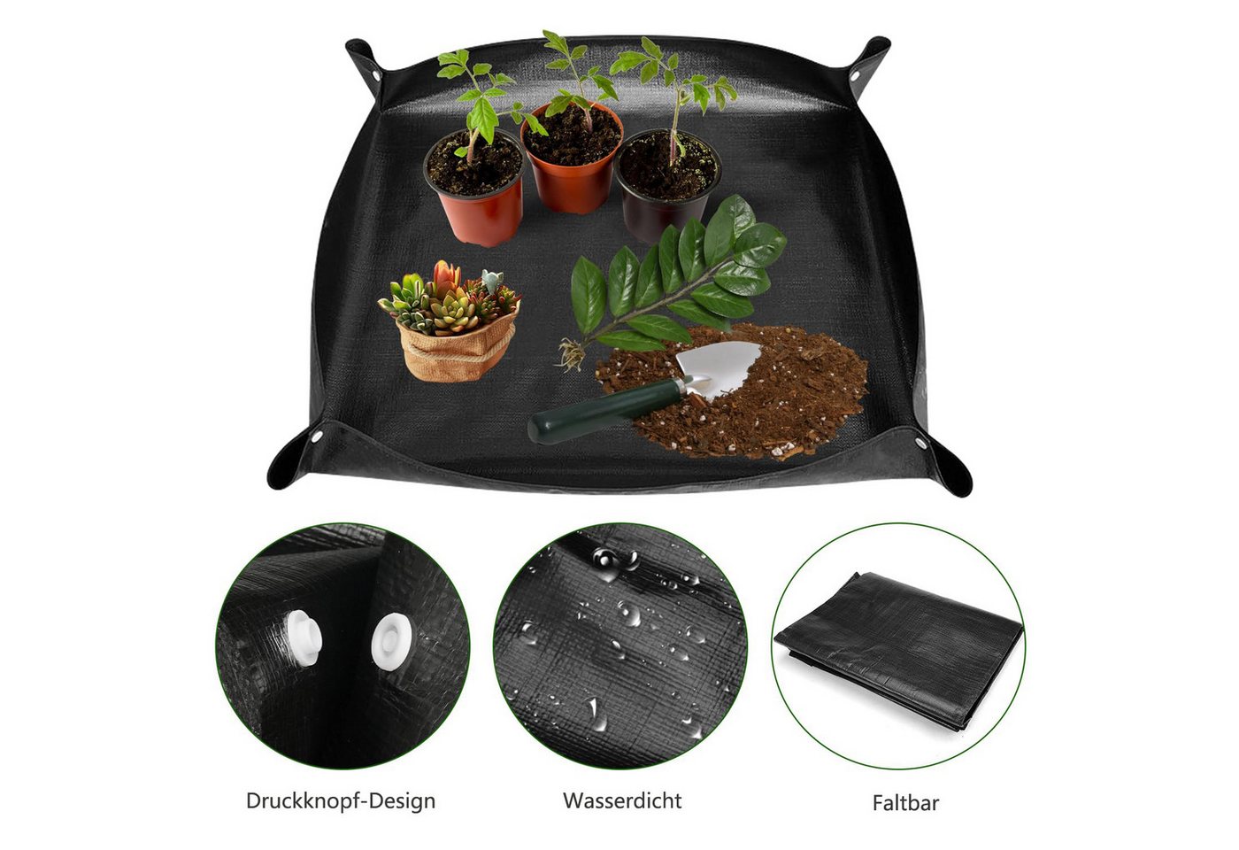 Coonoor Gartenpflege-Set Wasserdichte Pflanzen-Umtopfmatte für den Innenbereich, faltbare Zimmerpflanzen, Sukkulenten, Pflanzmatte, tragbare