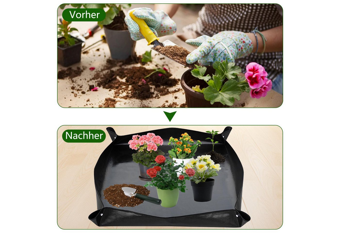 Coonoor Gartenpflege-Set Wasserdichte Pflanzen-Umtopfmatte für den Innenbereich, faltbare Zimmerpflanzen, Sukkulenten, Pflanzmatte, tragbare Bild 3
