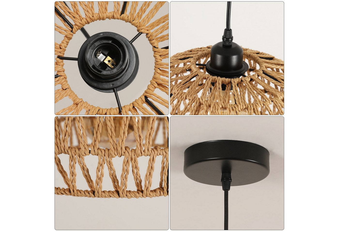 Riserva Hängeleuchte Pendelleuchte Papiergeflecht Ø30cm E27 Deckenlampe Boho Stil Bild 2