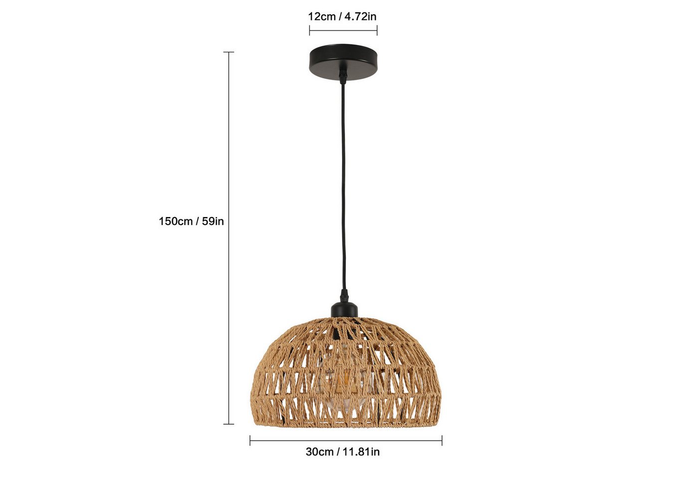Riserva Hängeleuchte Pendelleuchte Papiergeflecht Ø30cm E27 Deckenlampe Boho Stil Bild 4