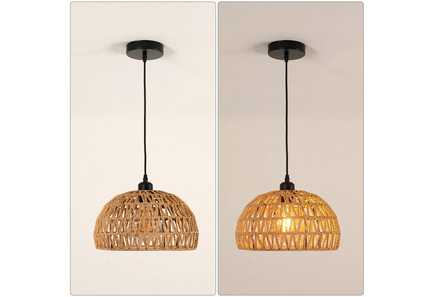Riserva Hängeleuchte Pendelleuchte Papiergeflecht Ø30cm E27 Deckenlampe Boho Stil Bild 5