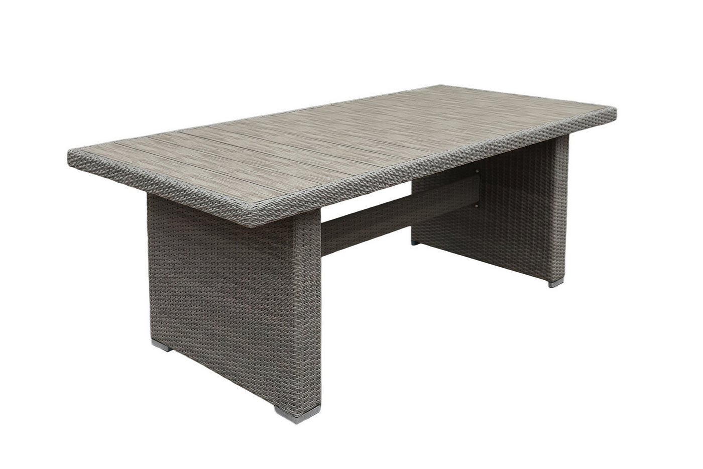 byLIVING Gartentisch BRISBANE (192 x 92, H 75 cm), Alu-Gestell, PE Rattan dunkelgrau Polywood naturfarbig Bild 2