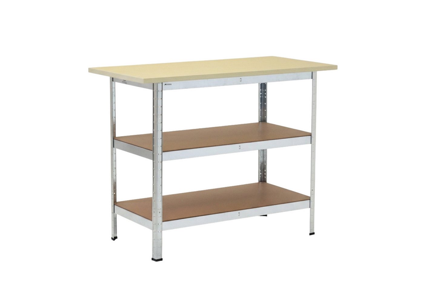 PROREGAL® Werkbank TAURUS 1 Tischplatte + 2 Fachböden HxBxT 92,5x120x60cm Verzinkt Bild 2