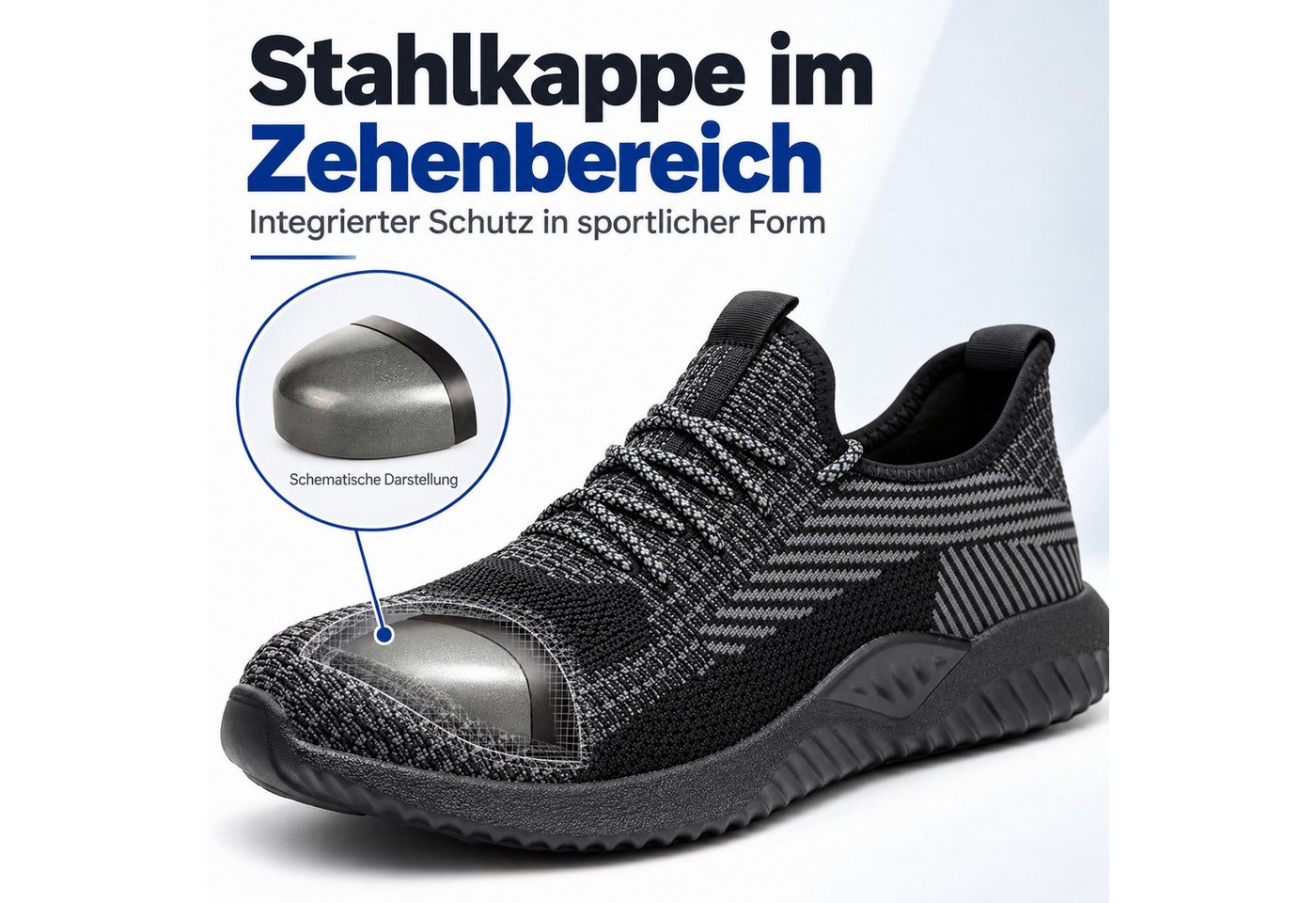 ARMORAX Arbeitsschuhe Damen Herren mit Stahlkappe, Mesh-Sneaker Sicherheitsschuh mit Stahlkappe