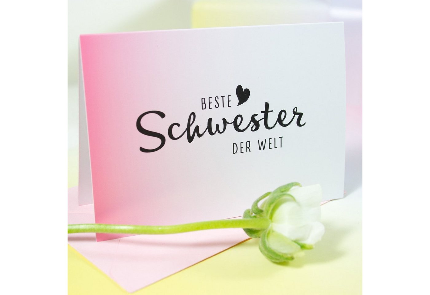 Bow & Hummingbird Grußkarte Mini-Grußkarte Beste Schwester, Klappkarte mit Umschlag Bild 3